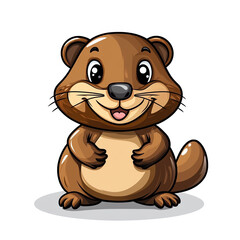 Fototapeta premium Adorable Cartoon Otter: Happy, Friendly, and Playful Character Illustration