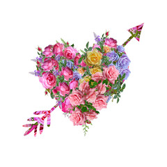 Flowers Heart Clipart, Flower Heart Png, Floral Heart Png, Love Png