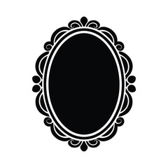 Black Ornate Oval Frame Icon Vector Illustration
