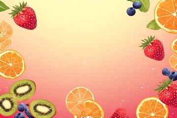 Peachy Fresh: Light Background with Lively Fruit Illustrations