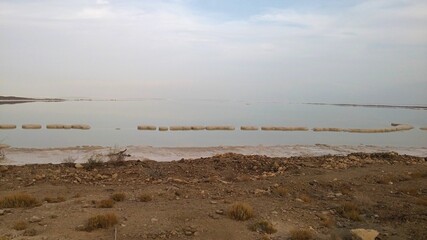 Dead Sea shore. Israel .winter. morning.