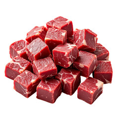 Raw beef cubes marbled texture meat