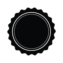 Black Scalloped Circular Badge Icon Vector Illustration