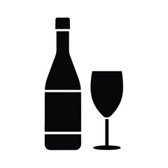 Black Wine Bottle Glass Icon Vector Illustration