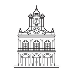 A sleek line art of a classic building, representing timeless architecture and history, vector illustration.