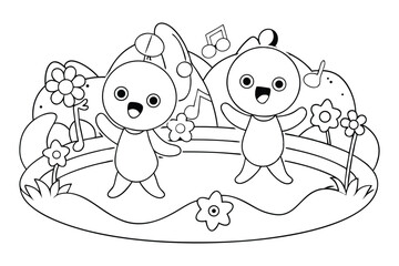 Twirling Music Dolls by Garden Pond