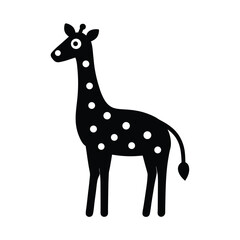 Cute Black Giraffe Icon Vector Illustration