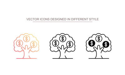Money Tree icon design with white background stock illustration