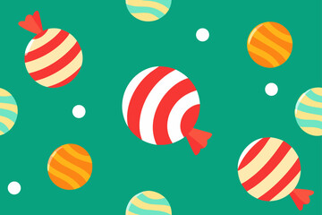 Striped Candy And Baubles Seamless Flat Design
