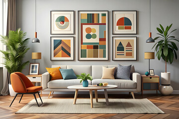 modern living room with fireplace