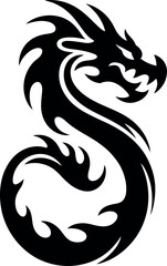 Fototapeta premium Dragon silhouette on white background