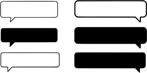 Simple speech bubbles. Rectangular speech balloon. Transparent PNG and vector illustration.
