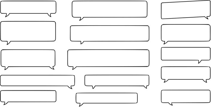 Simple speech bubbles. Rectangular speech balloon. Transparent PNG and vector illustration.
