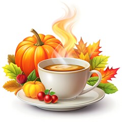 cup with steam  colorful thanksgiving illustration