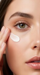 Woman Applying Moisturizing Cream Close-up of Face and Hands