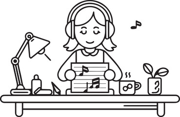 Music Icon Set – Black and White Vector Symbols for Audio, Sound, and Instruments
