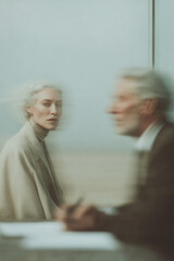 Obraz premium Blurred motion capturing a thoughtful meeting moment