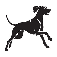 Agile Vizsla digital black silhouette, embodying its unique and appealing features - Vizsla silhouette - Vizsla Vector - Silhouette of Vizsla - dog silhouette

