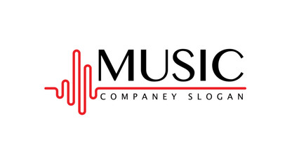 Music Logo with letter M, music note and musical instrument. Music Logo typography with icon designed.