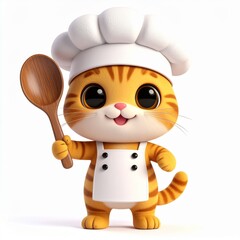 Orange Cat Chef With Wooden Spoon