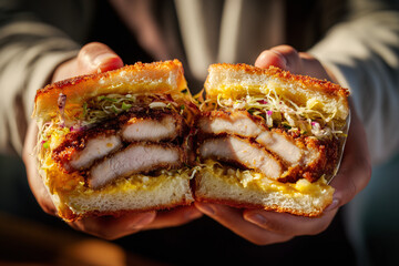 Katsu Sando Vendor with Thick Cutlet Sandwich