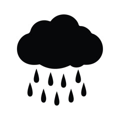 Rain Cloud Silhouette Icon Vector Illustration