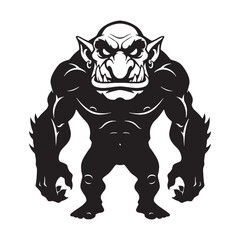 Enduring Troll mythical digital black image, a timeless and universally appealing representation - Troll silhouette - Troll Vector - Silhouette of Troll 