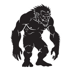 Fototapeta premium Premium Troll digital black artwork, a valuable element for professional presentations - Troll silhouette - Troll Vector - Silhouette of Troll - mythical beast vector