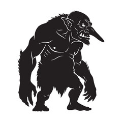 Obraz premium Artistic Troll digital black profile, featuring a minimalist yet striking aesthetic - Troll silhouette - Troll Vector - Silhouette of Troll 
