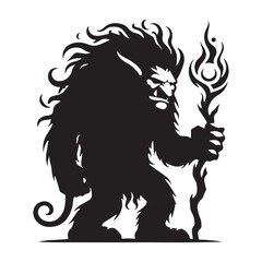 Towering Troll digital black form, making a strong visual impact in any design - Troll silhouette - Troll Vector - Silhouette of Troll - creature silhouette

