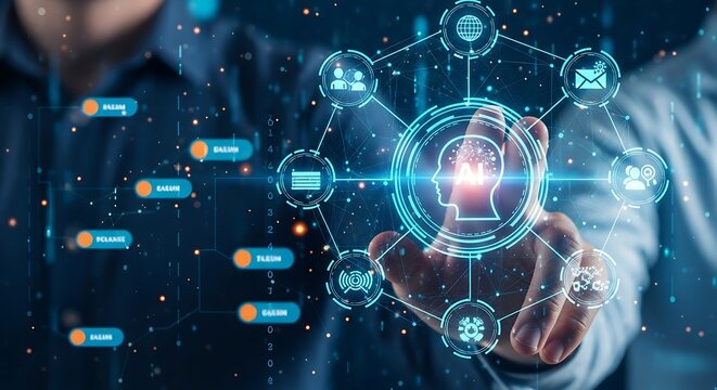 Digital interface with artificial intelligence concept