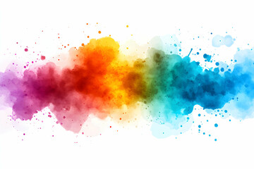 Abstract image of colorful watercolor paint splatters on white background
