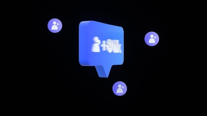Looping animation of a floating follower counter icon with transparent background. Ideal for social media videos, content overlays and motion graphics. Social media follower counter animation. - Powered by Adobe