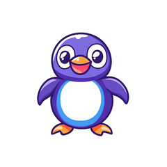 Obraz premium Adorable Purple Penguin Cartoon Character Illustration: Perfect for Children's Books, Clothing Designs, and More!