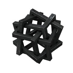 Black abstract geometric 3d rendering shape, trendy playful isolated design elements. Diseño...