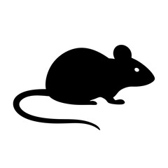 Simple Black Silhouette Image of a Common House Mouse Illustration Icon
