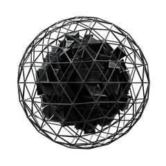 Black abstract geometric 3d rendering shape, trendy playful isolated design elements. Diseño...