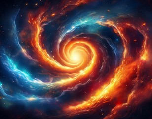 Obraz premium stunning hyperspace vortex surrounded by intense cosmic flames in deep space