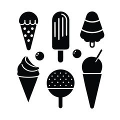 Assorted Ice Cream Glyphs Icon Vector Illustration