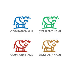 Stylized Cow Logo Set for Branding and Business Applications
