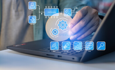 Update application software and hardware upgrade technology concept, AI upgrade