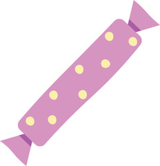 Candy in a festive wrapper. Long stick - sweet dessert hand drawn. Flat vector illustration on a transparent background.