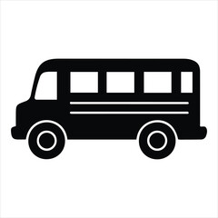 Simple School Bus Silhouette Icon – Black Vector Design
