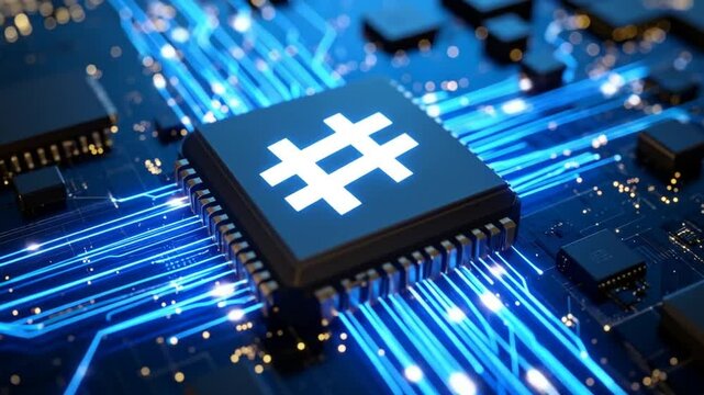 High Tech Processor With Glowing Circuit Board