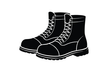 Silhouette design illustration of lineman boots with reinforced heel.eps
