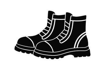 Silhouette design illustration of mining boots with steel plates.eps