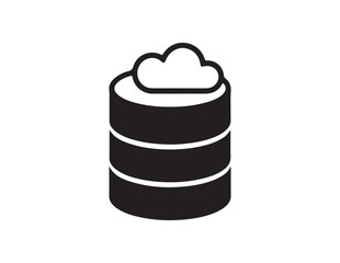Cloud database icon representing data storage and cloud computing isolated on white background