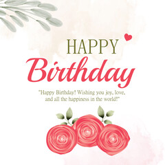 Happy birthday background design with rose