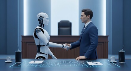 Human and Robot Handshake in Modern Boardroom