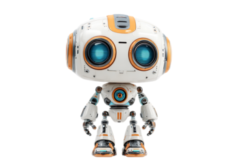 Friendly, cartoonish robot. AI, technology, future concept.